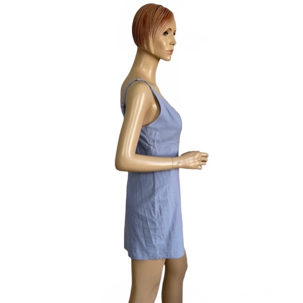 Urban Outfitters Women's Winona Linen Bay Blue Mini Dress Medium - Picture 5 of 10